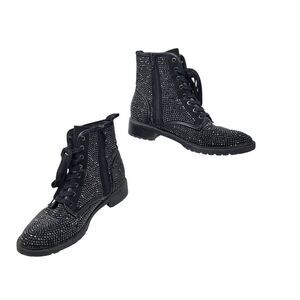 Steve Madden Ozzy Black Studded High Top Sneakers Sz 8M Womens Shoes Combat Glam